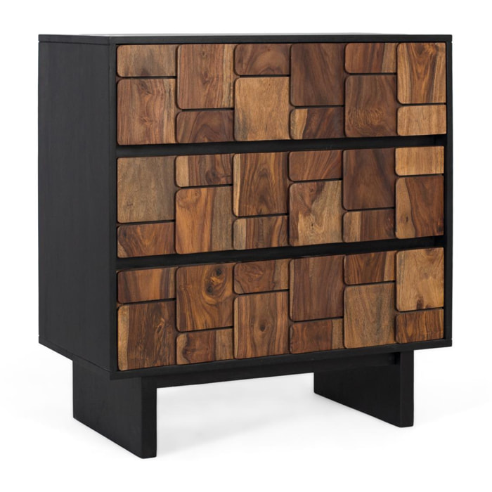 Commode en bois de manguier 82 cm style rustique ethnique moderne