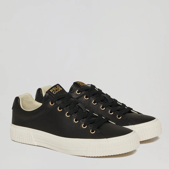 Sneaker Habana in ecopelle color nero da donna con dettagli Polo Club