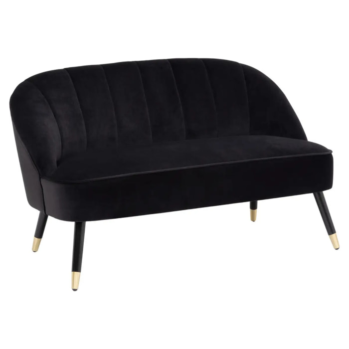 Banquette velours "Naova" 2 places noir