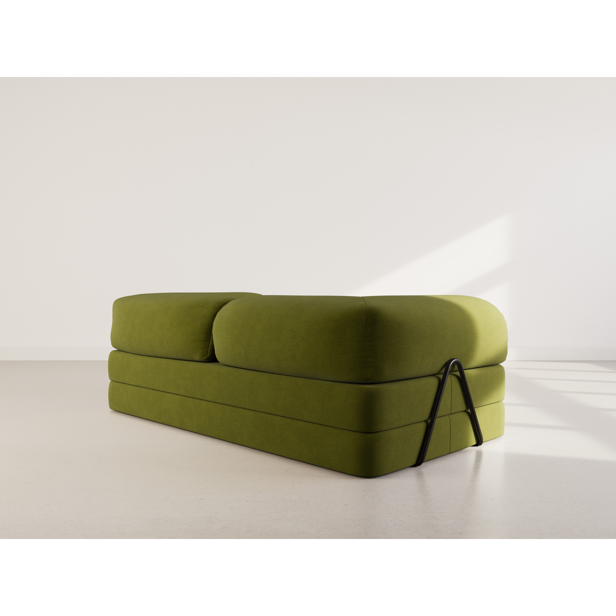 Nebula - Canapé 3 places convertible en velours texturé - Vert Kaki