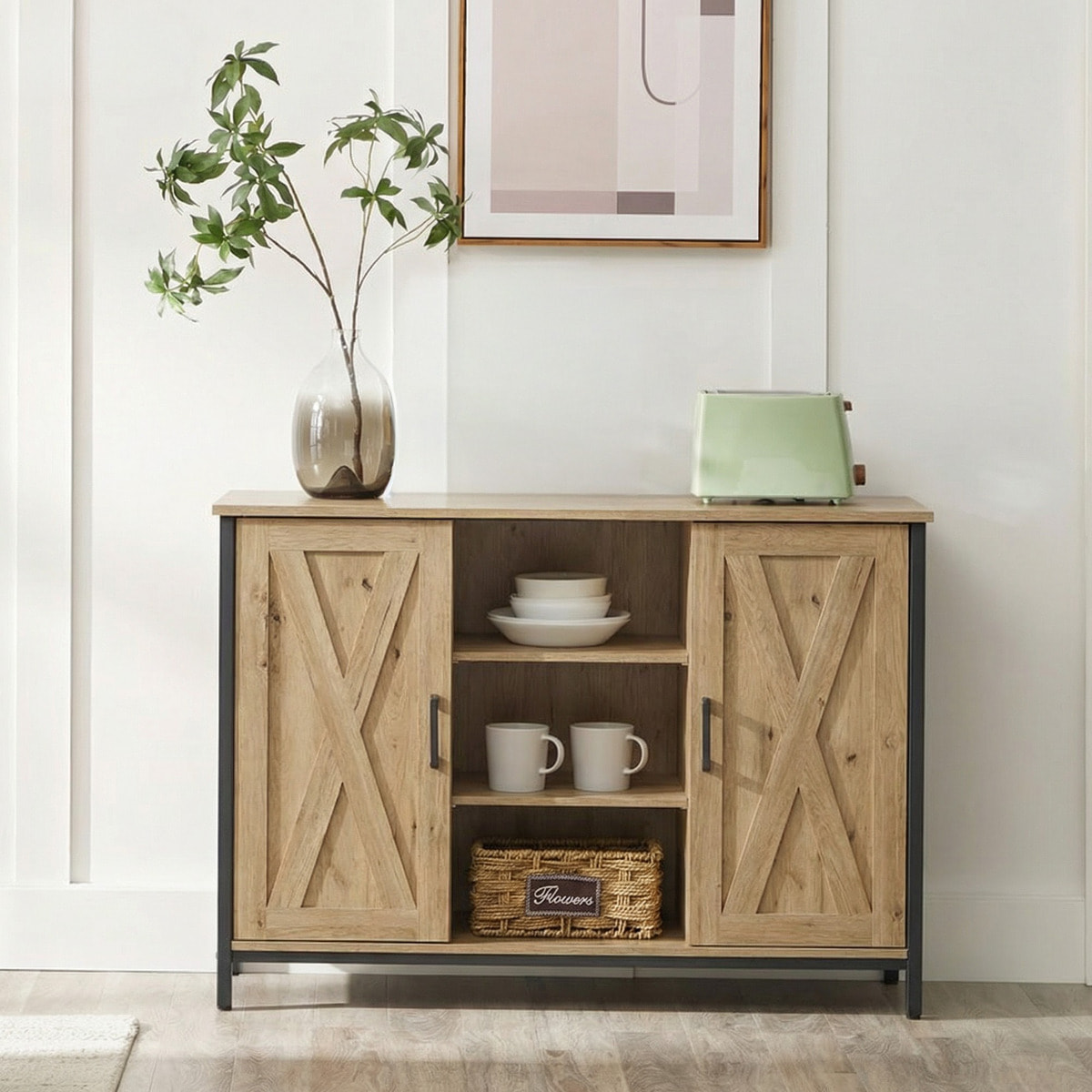 Credenza Industrial Loft Artisan in Legno e Acciaio