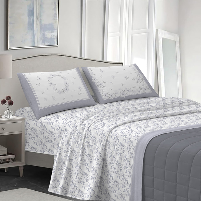 completo letto marsiglia grigio in cotone 100% cotone