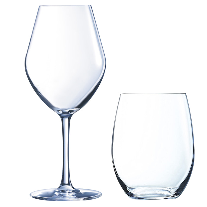 Lys - Lot de 6 verres à pied 25cl et 6 gobelets hauts 36cl