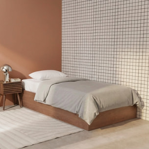 Lit coffre sommier à lattes 90x190cm décor bois  LIFT