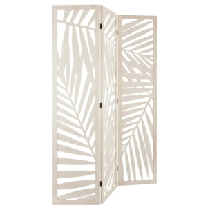 Paravent "Akira" feuille bois blanc H170cm