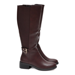 Stivale in simil pelle con fascia elastica e cinturino dorato