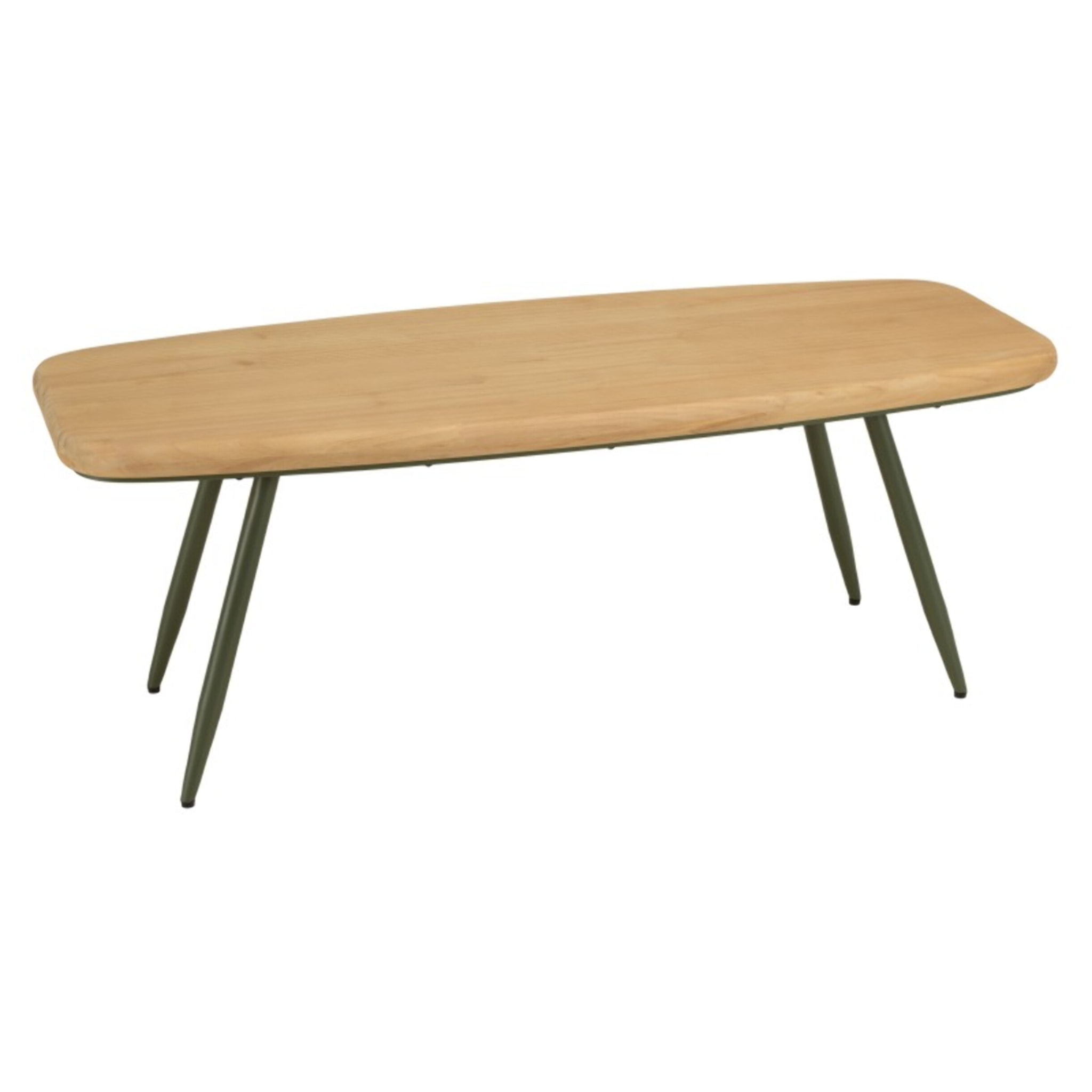 HELENA - Table basse GM plateau en pin pieds scandinaves métal vert