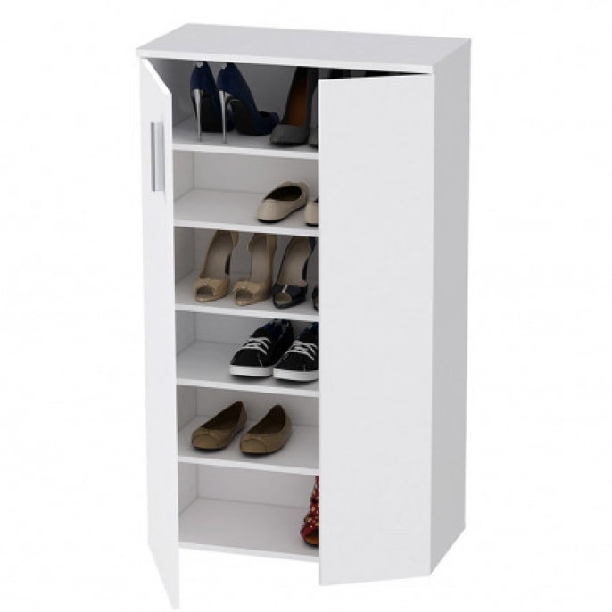 Armoire à chaussures 2 portes 5 tablettes en bois - 5 coloris - SHOES