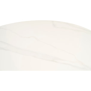 Table à manger design ronde en céramique blanche et métal D90 cm MALOU
