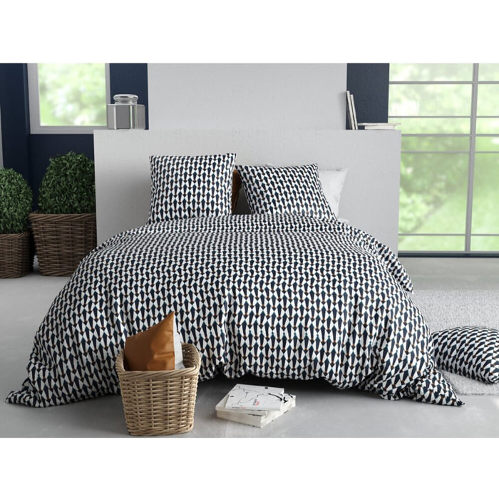 Parure housse de couette coton Géo
