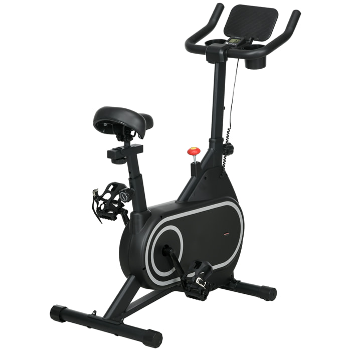 Vélo d'appartement réglable - vélo biking cardio - volant d'inertie 4 Kg, écran LCD, support Ipad, porte-gobelet - acier noir