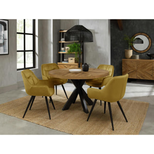 Table à manger ronde en marqueterie de chêne 120 cm finition bois naturel ARLINGTON 2