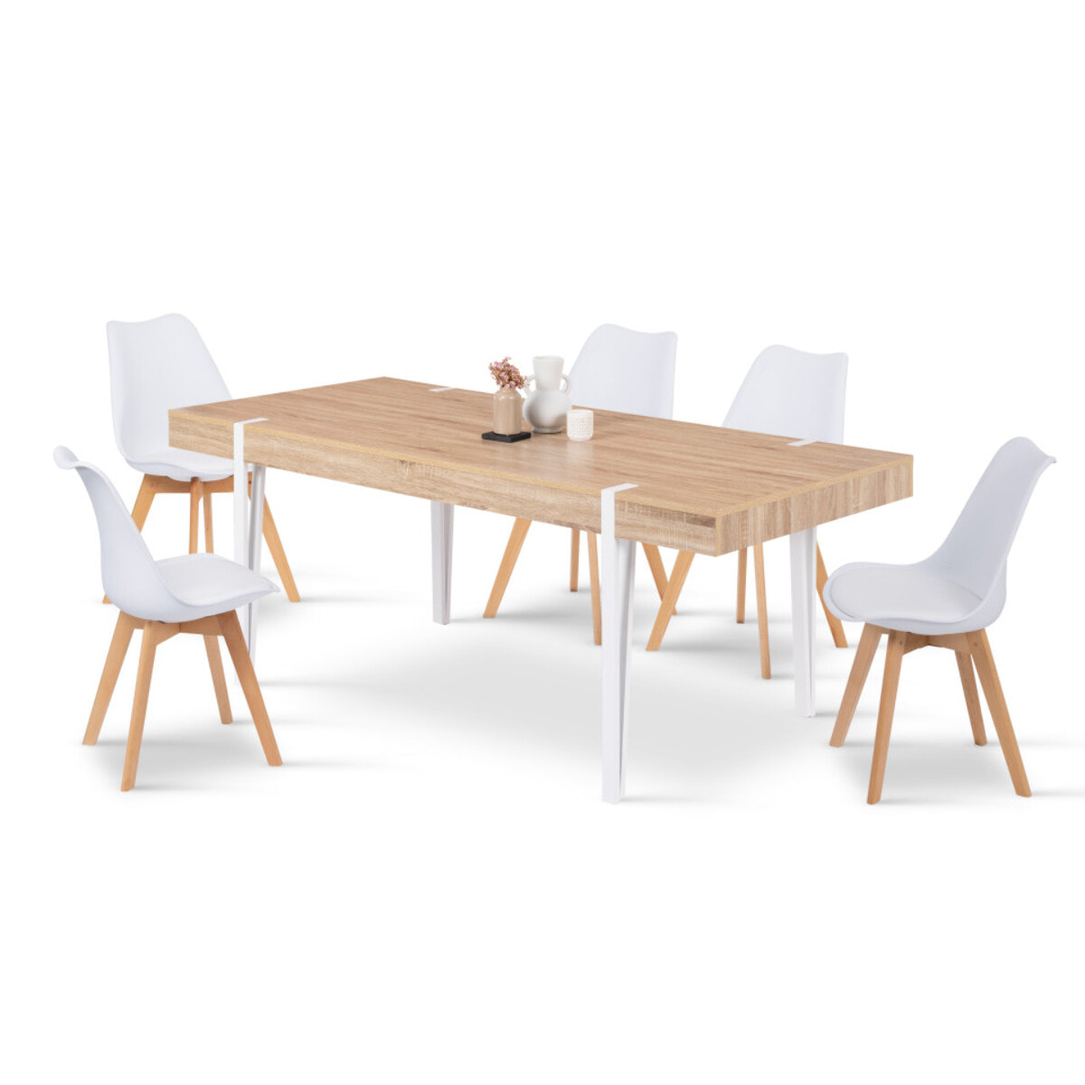 Table à manger Hudson bois et blanc 200cm