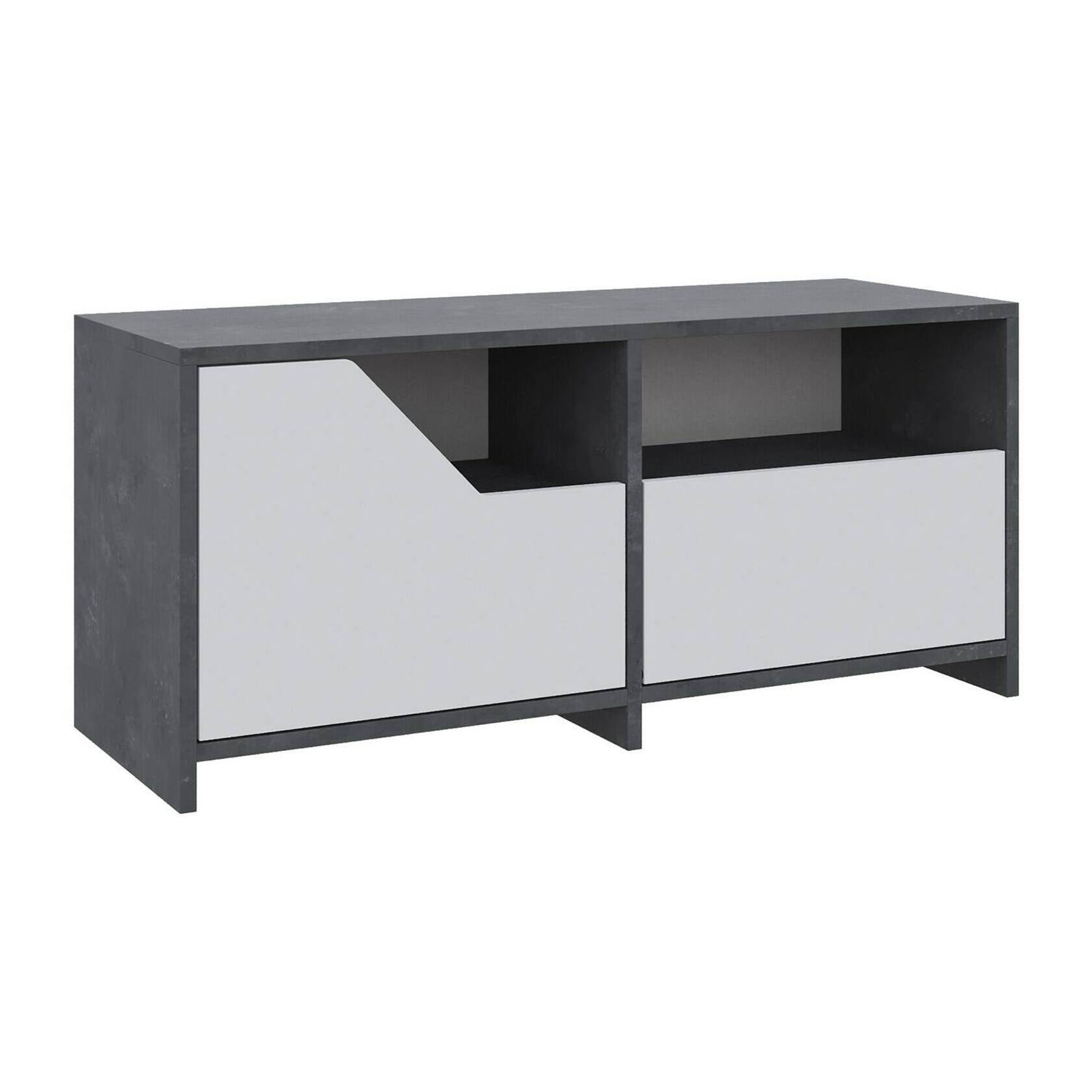 Scarpiera Berto, Mobile portascarpe, Armadio da ingresso multiuso, Mobiletto per calzature, 105x37 h47 cm, Grigio e Bianco