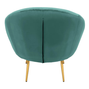 Poltrona disco rivestita in velluto verde