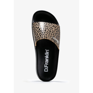 Sandalias Mujer Estilo Chancla Pala Slide Taupe Leopardo D.Franklin