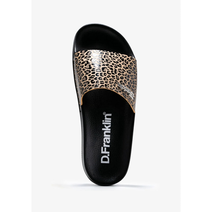 Sandalias Mujer Estilo Chancla Pala Slide Taupe Leopardo D.Franklin