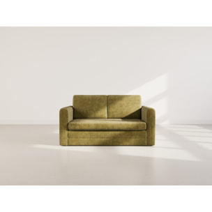 Marilia - Canapé 2 places convertible déplimousse en velours texturé - Vert Olive