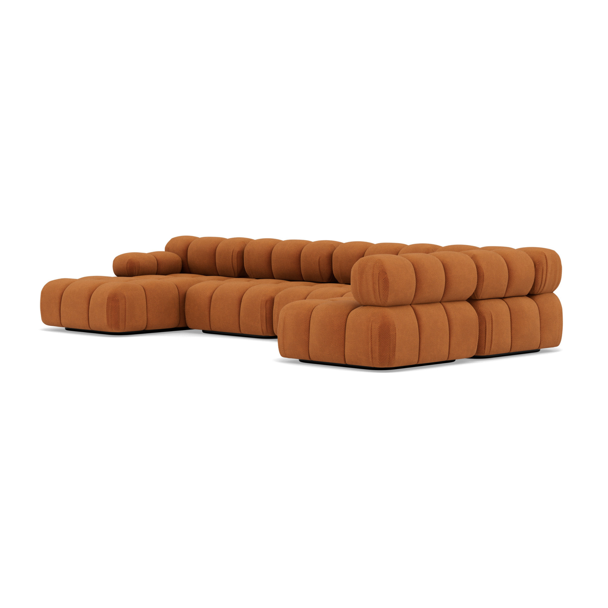 Ruby - canapé panoramique modulable d'angle droit 7 places en velours texturé - Terracotta