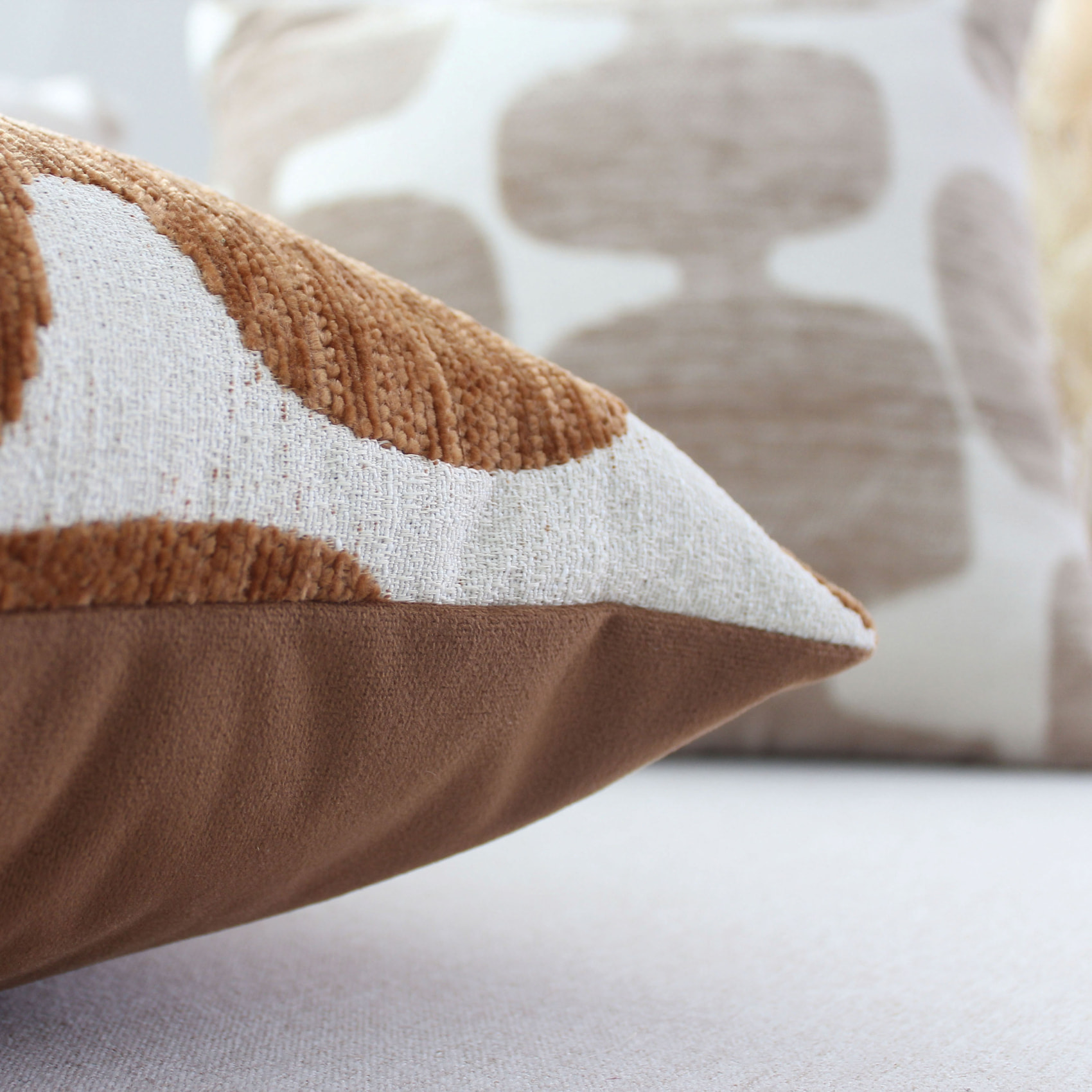 Coussin décoratif déhoussable jacquard motif moderne - Brique