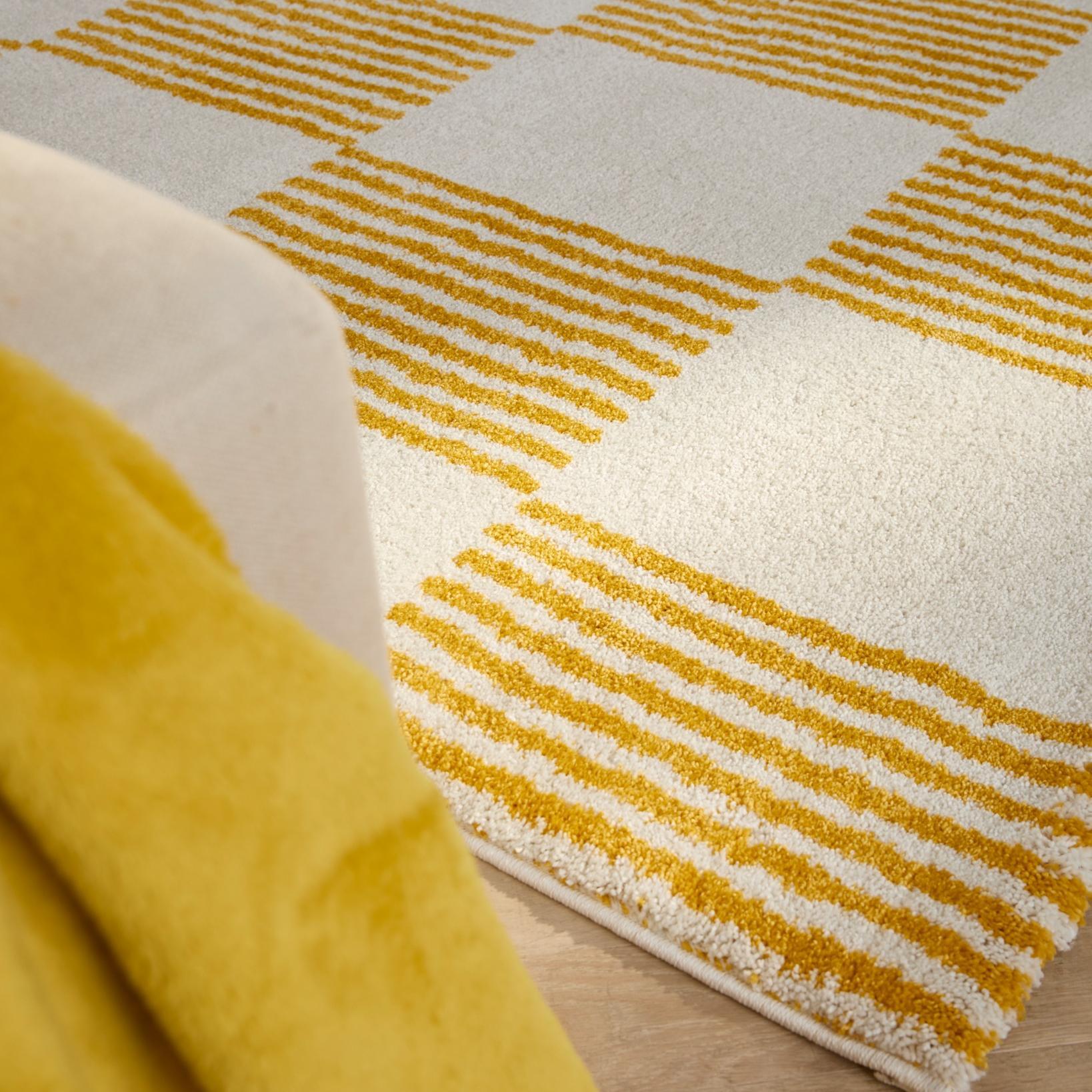 GROOVY - Tapis rétro coloré style seventies - Confortable et moelleux - Jaune