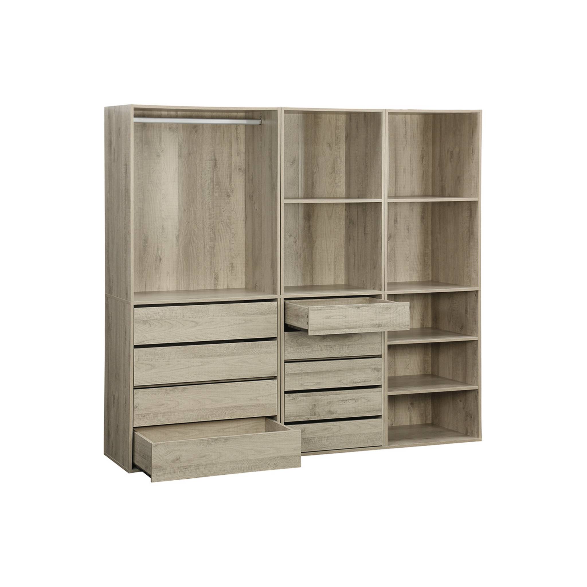 Kit dressing modulable 3 éléments MODULO. naturel. 200 x 45 x 180 cm