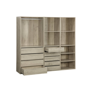 Kit dressing modulable 3 éléments MODULO. naturel. 200 x 45 x 180 cm