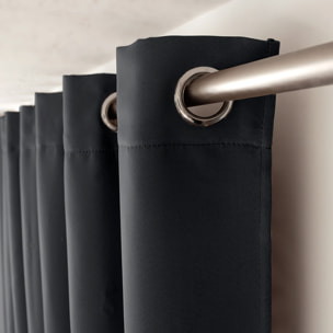 Rideau occultant uni avec 8 œillets - Gris Foncé