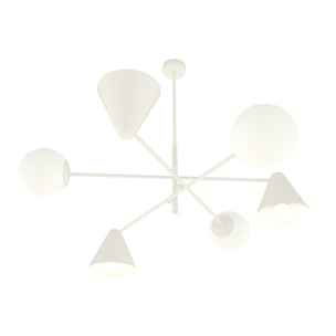 Lampada a sospensione HERMES 6 luci in acciaio bianco
