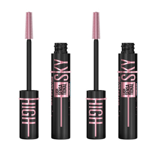 Maybelline New York- Lot de 2 Mascaras Volume et Longueur Illimitée - Cils Sensational Sky High - Cosmic Black Noir Intense - 7.