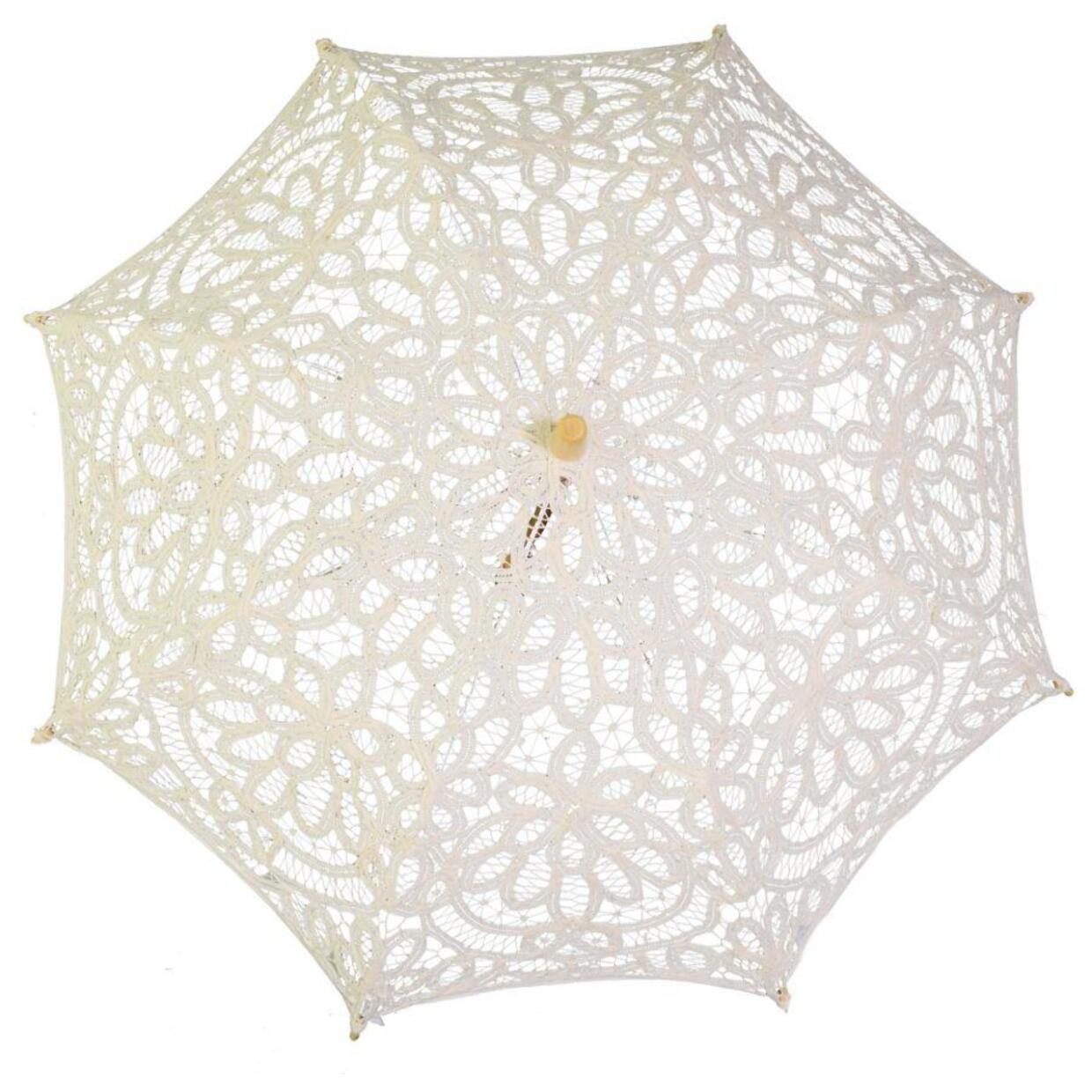 Ombrello in pizzo traforato crema cmø80x66