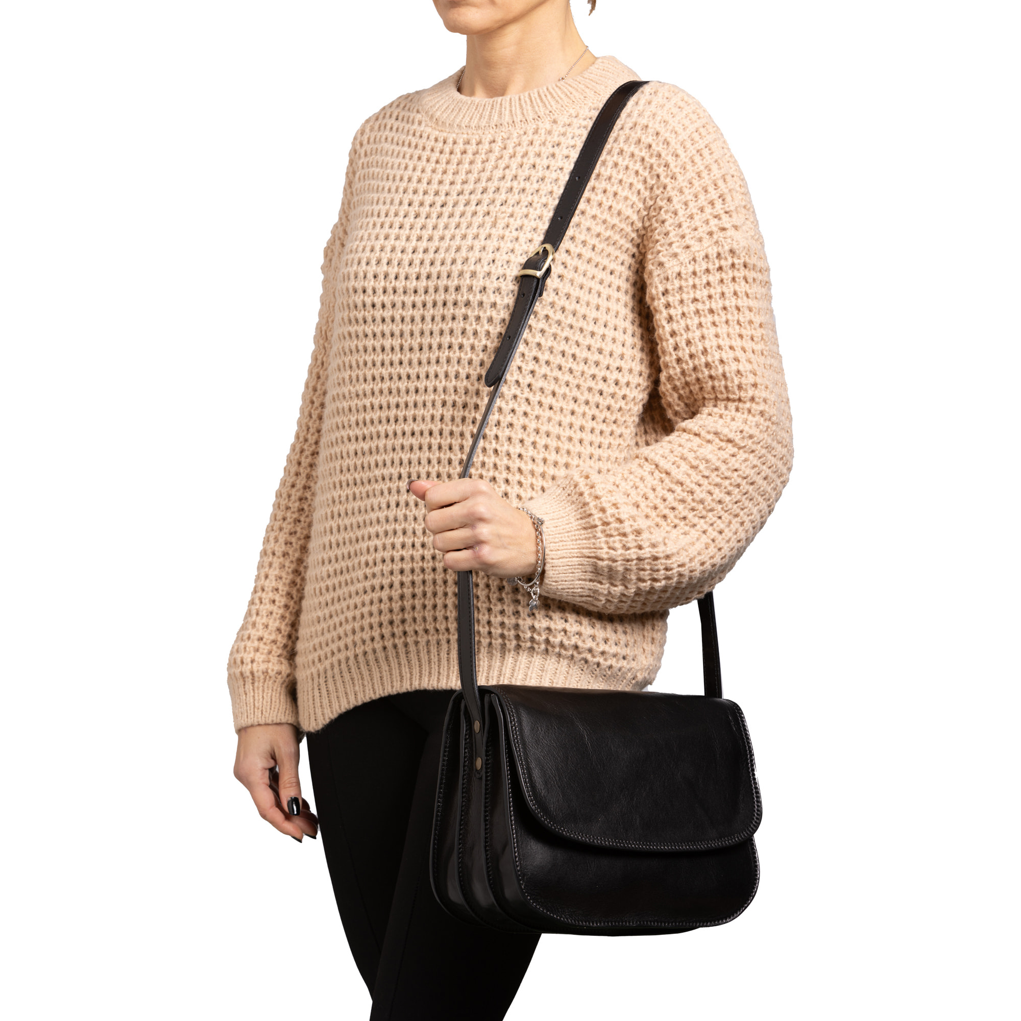 Borsa a tracolla  da donna In Vera pelle Made in Italy 27x20x12 cm