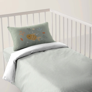 Cool Kids - Funda Nórdica Estampada - Reversible - Infantil - Cierre Solapa - 100% Algodón - Incluye 1 Funda de Almohada - Cuna/Maxicuna - Ocean Life