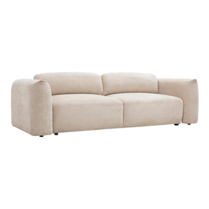 Canapé convertible 4 places avec coffre en tissu velours chenille beige SWELL