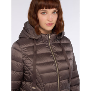 Fiorella Rubino - Plumífero largo con capucha desmontable - Marrón