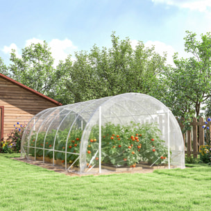 Serre tunnel de jardin 18 m² - 2 grandes portes enroulables - acier galvanisé bâche transparente
