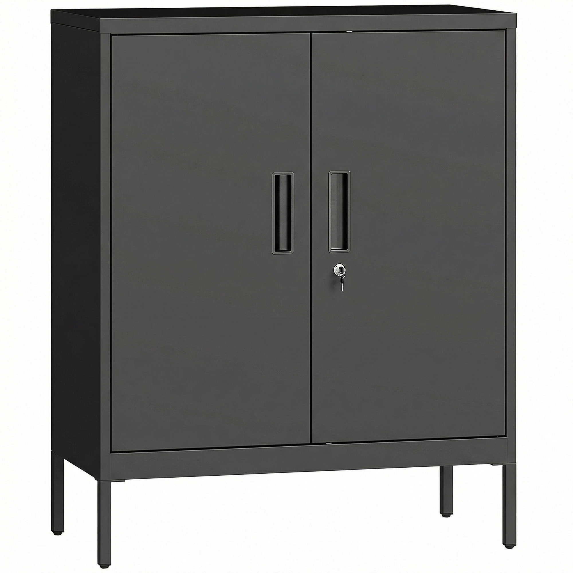 Armoire métallique de bureau verrouillable 2 portes 2 étagères noir