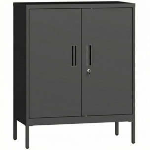 Armoire métallique de bureau verrouillable 2 portes 2 étagères noir