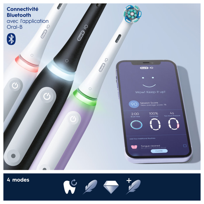 Oral-B iO 4 - Duo Avec Etui de Voyage - Noire et Blanche - Brosses à dents électriques connectées