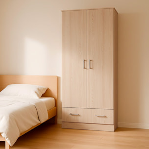 Armadio Con 2 Ante E 1 Cassetto Multiuso Armadietto Design Moderno Salvaspazio Con Ripiani Interni E Vano Contenitore 79.4 x 35.7 x 170.4 Cm Rovere