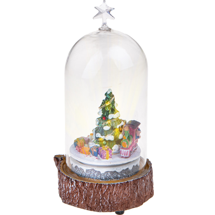 Albero Con Trenino, Con Musica Luci E Movimento. Altezza 23,5 Cm - Pezzi 1 - 12X23,5X12cm - Colore: Verde - Bianchi Dino - Articoli Natalizi