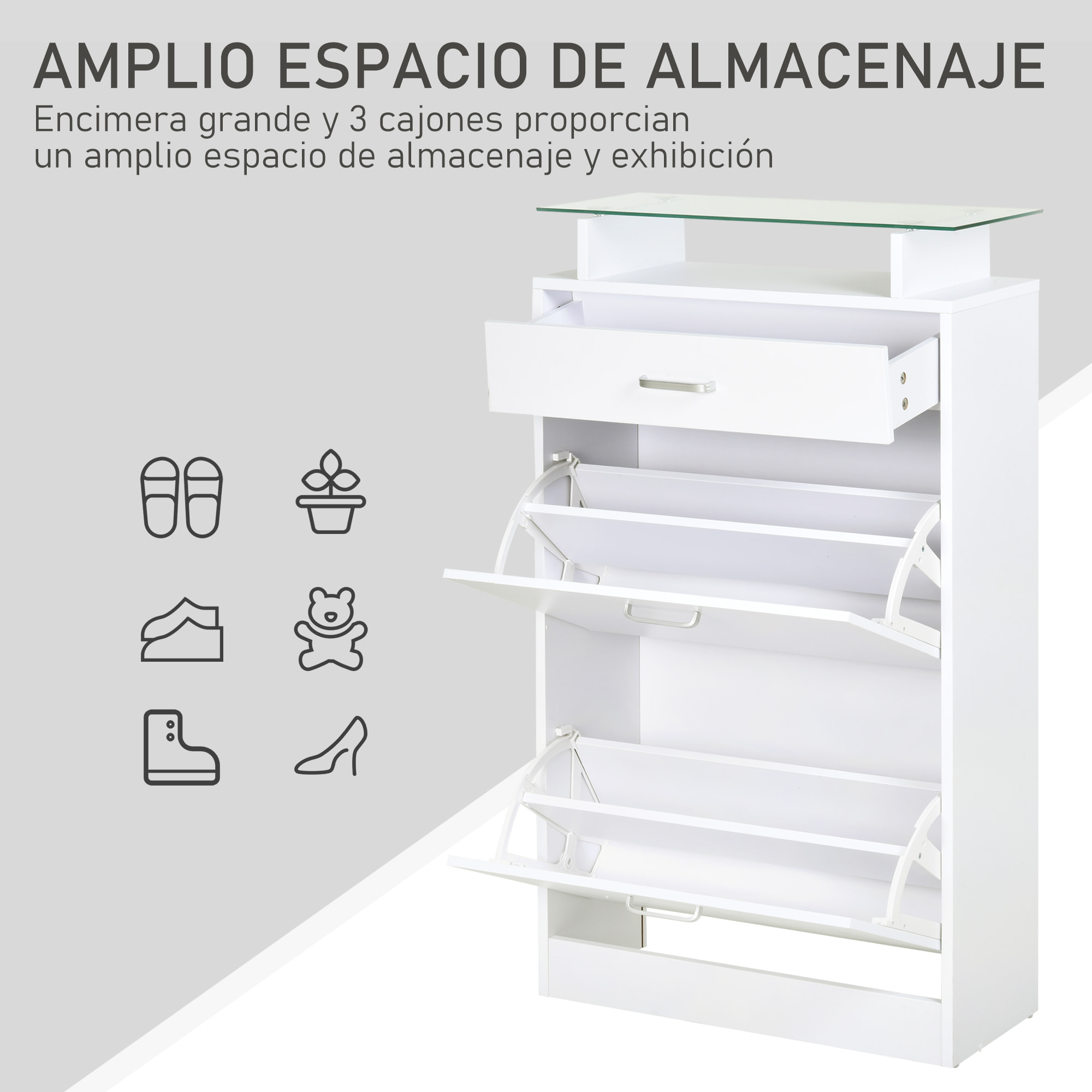 Organizador de Zapatos de Madera 60x24x105,5 cm Blanco