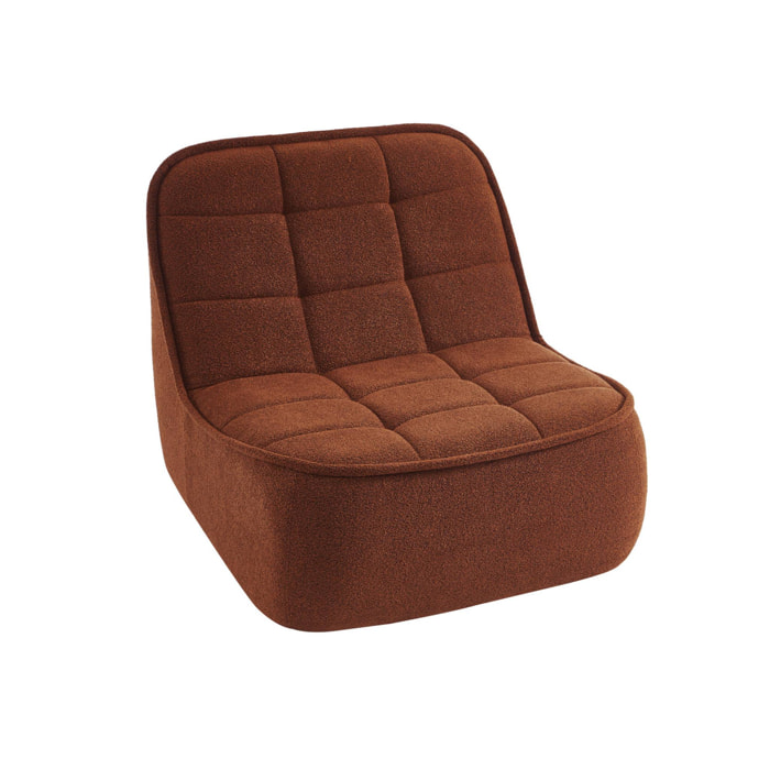Chauffeuse bouclette texturée 1 place terracotta L 93 x P 104 x H 85cm - Boni
