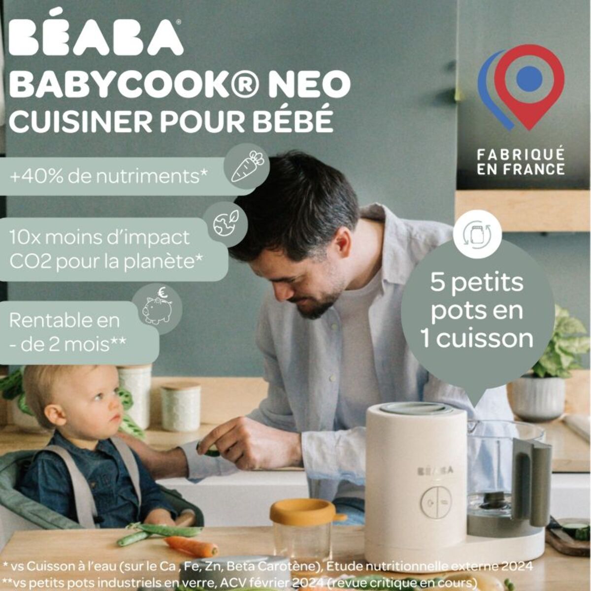 Mixeur Cuiseur Bébé BEABA Babycook neo grey white