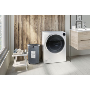 Panier à linge Tomasucci LAUNDRY ROUND, en polyester et tissu, blanc