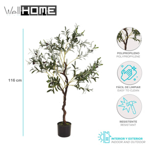 Olivo artificial en maceta negra H.116cm