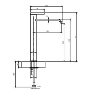 Mitigeur lavabo surélevé Dawn sans tirette Chrome