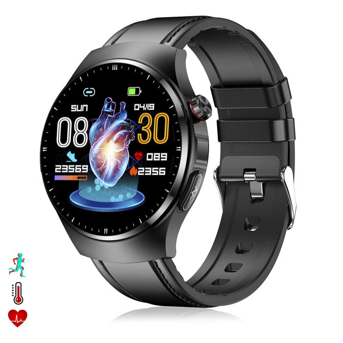 Smartwatch TK25. ECG, glicemia, acido urico e lipidi, BMI, grasso corporeo, temperatura, O2 e tensione.