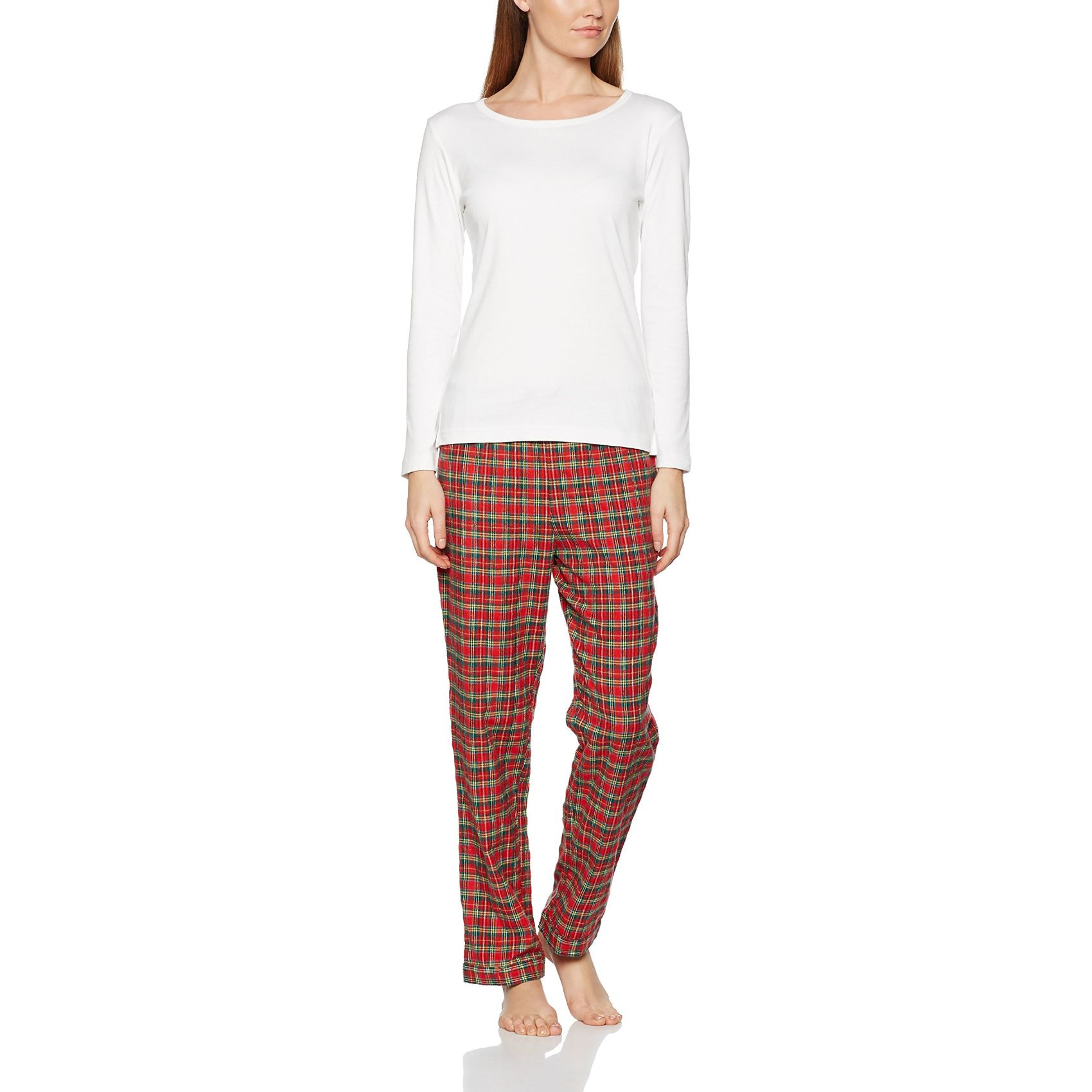 Pigiama DONNA flanella invernale scozzese rosso