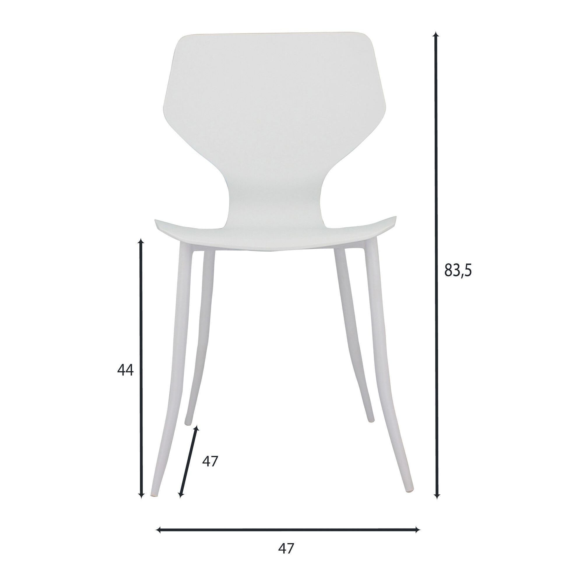 Lot de 4 chaises en polypropylène blanc mat